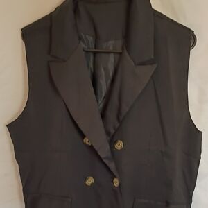 Women's Black Double-Breasted Vest